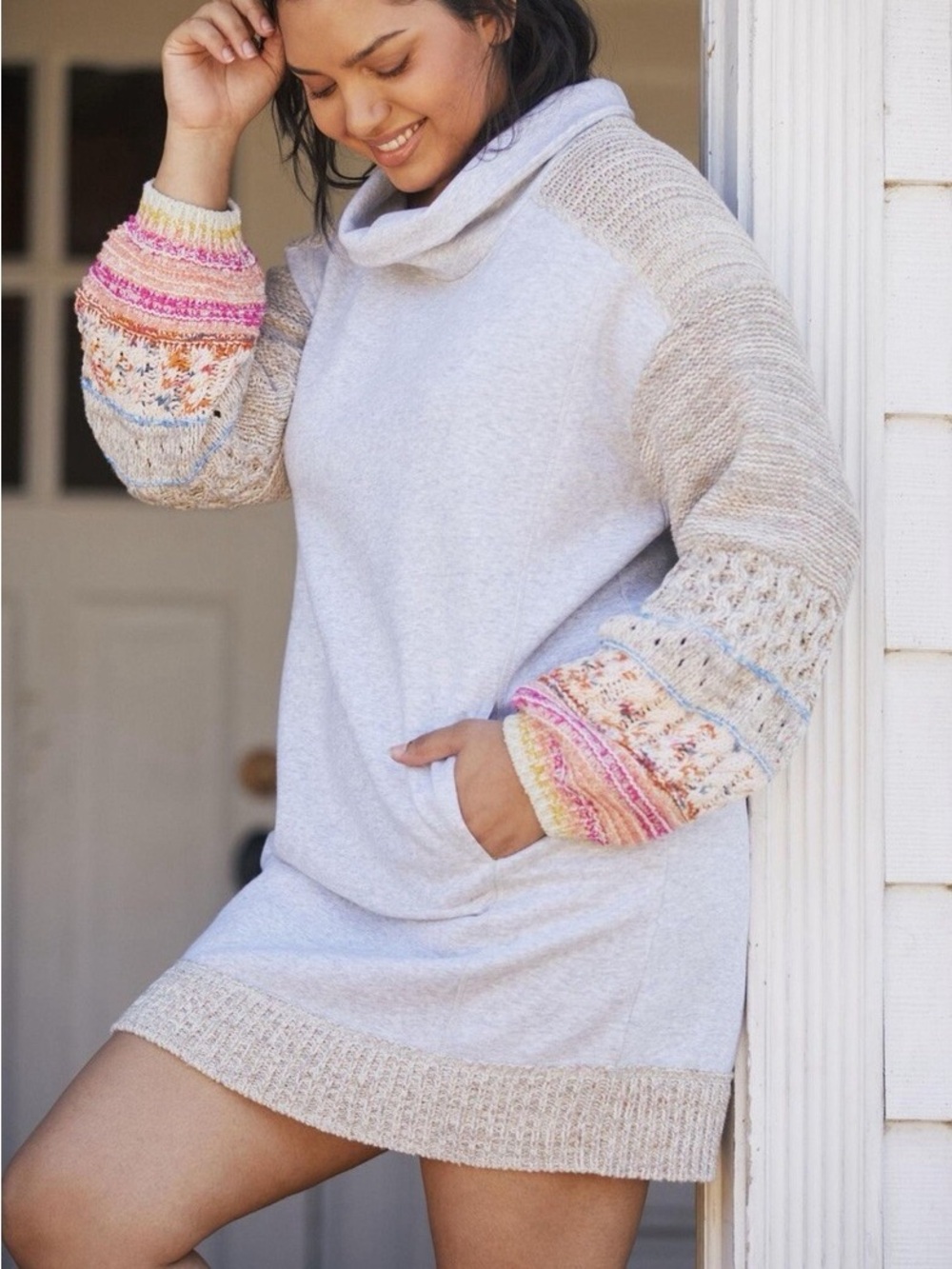 Daily Practice by Anthropologie Cozy Cowl Neck Tunic Dress